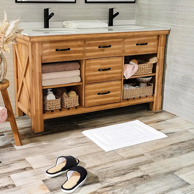 GRANNY SAYS Bathroom Rugs Sets 2 Piece,Soft Bath Mats for Bathroom, Bath Rugs Non Slip Washable, Absorbent Bath Rug for Tub, Shower and Toilet, Bath Mat Set (White, 20" x 32" + 16" x 24")