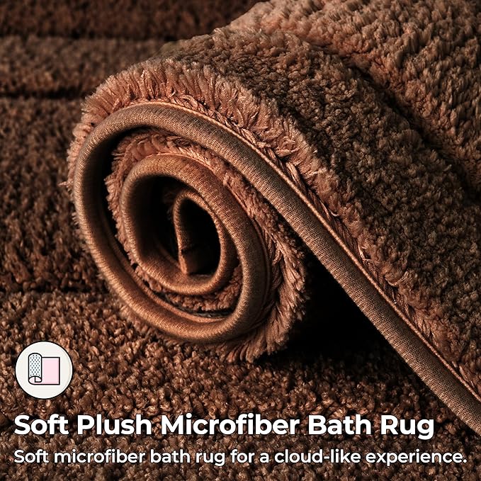 GRANNY SAYS Bathroom Rugs Non Slip 32" x 20", Bath Mats for Bathroom, Super Soft and Water Absorbent, Microfiber Washable Bath Rugs for Floor, Tub and Shower, Brown