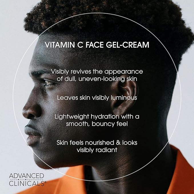 Advanced Clinicals Brightening Vitamin C Body Cream + Potent Vitamin C Face Moisturizer Gel Cream 2pc Skincare Set For Women & Men To Diminish Appearance Of Dark Spots, Wrinkles, & Dry Skin, 2pc Set