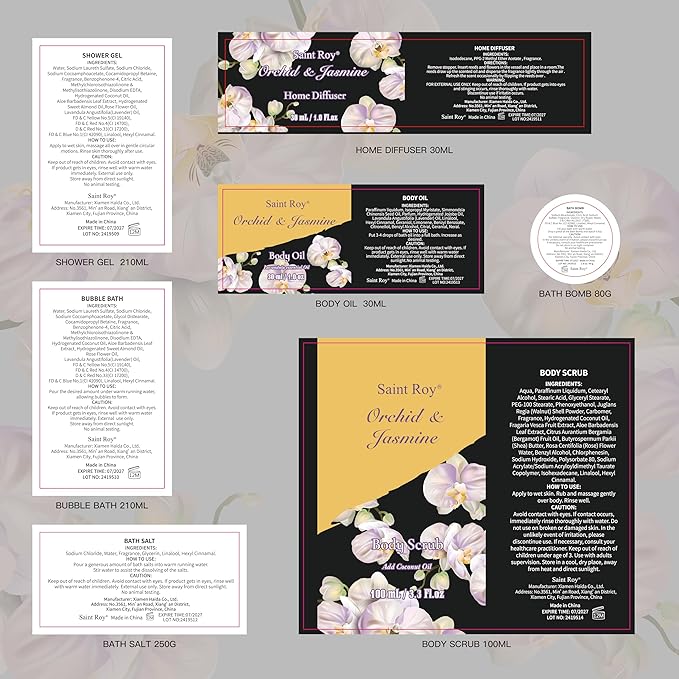 christmas gift bath basket, Bath and Body Gift Basket Orchid & Jasmine Spa Gift Baskets for Women Fragrant Body Lotions, Christmas Gifts for Women, Home Spa Gift Basket, Bath Kit Cosmetic bag Sets