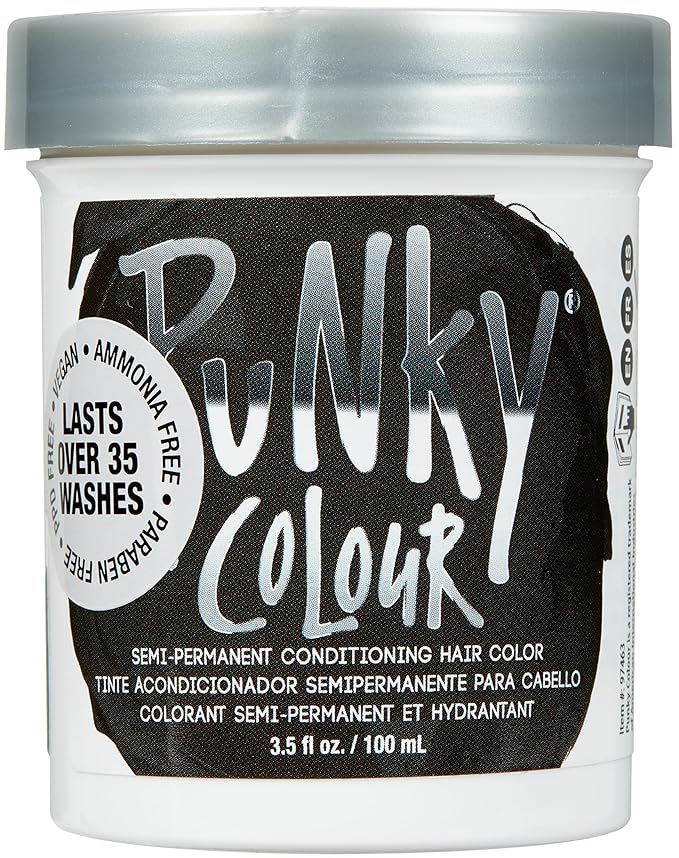 Punky Ebony Semi Permanent Hair Color - Vegan & Cruelty-Free Conditioning Hair Dye, Lasts Up to 35 Washes, 3.5 fl oz