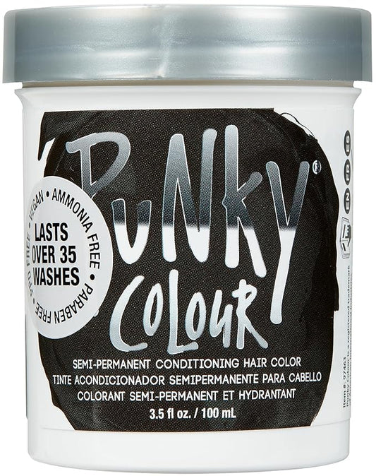 Punky Ebony Semi Permanent Hair Color - Vegan & Cruelty-Free Conditioning Hair Dye, Lasts Up to 35 Washes, 3.5 fl oz