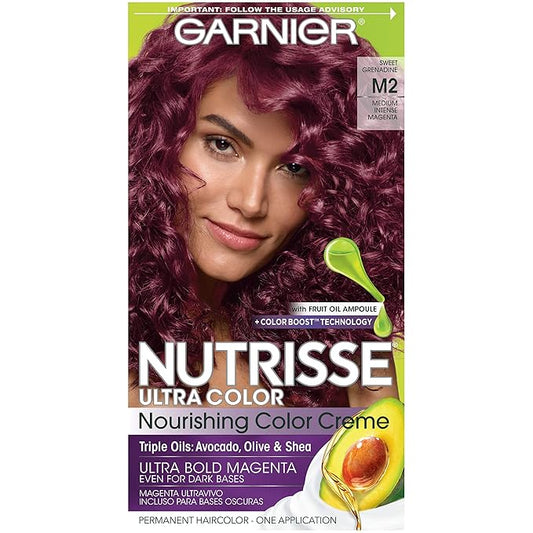 Garnier Hair Color Nutrisse Ultra Color Nourishing Hair Color Creme, Sweet Grenadine M2, 1 Count