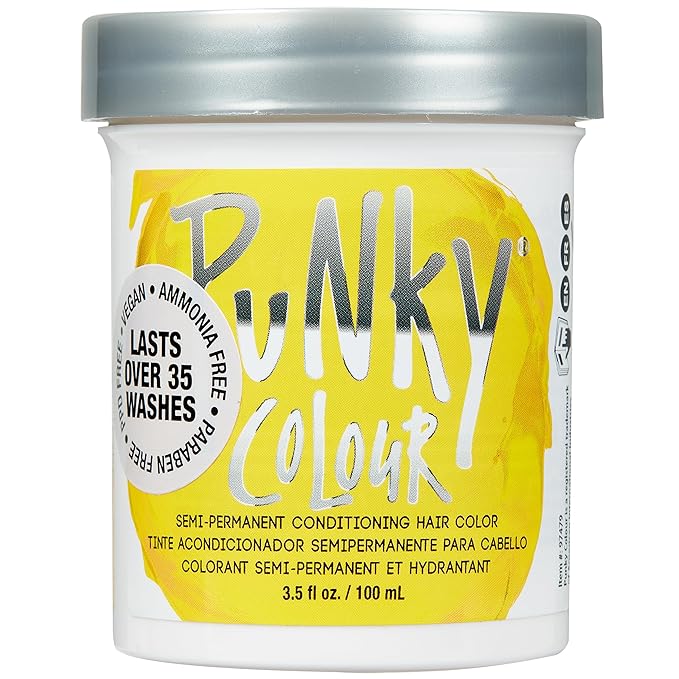 Punky Bright Yellow Semi Permanent Hair Color - Vegan & Cruelty-Free Conditioning Hair Dye, Lasts Up to 35 Washes, 3.5 fl oz