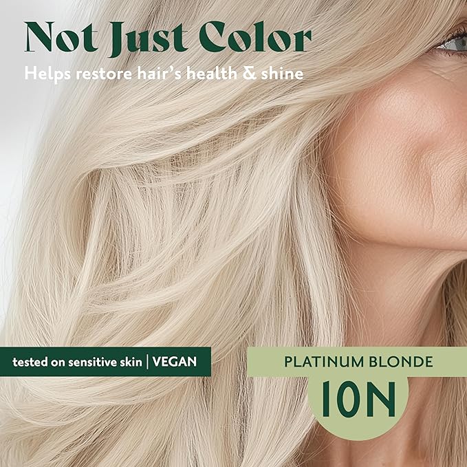 Herbatint Permanent Hair Dye - 10N Platinum Blonde - For Up To 100% Gray Coverage of Resistant Gray Hair - Ammonia-Free, Alcohol-Free & Vegan - Salon Influenced Hair Color 5.75 fl oz (2 Pack)