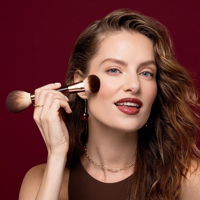 Real Techniques Cherry On Top It’s All Blush Brush, Dual-Ended & Multipurpose Makeup Brush for, Powder, Liquid & Cream Blush, Synthetic Bristles, Vegan & Cruelty-Free Face Brush, 1 Count