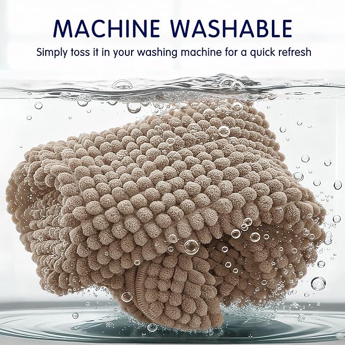 SUBRTEX Bathroom Rugs Chenille Bath Rug Soft Short Plush Bath Mat Soft Shower Mat Water Absorbent Shower Mat Quick Dry Machine Washable(Taupe Brown,16" x 24")