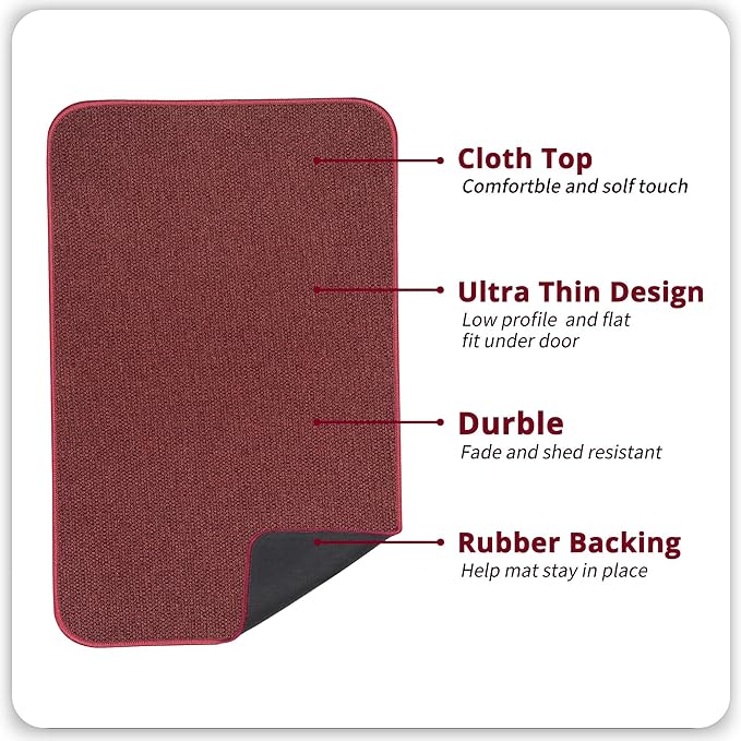 Christmas Bathroom Rugs Set 2 Pieces,Thin Bathroom Mats,Toilet Rugs,Quick Dry,Non-Slip,Machine Washable,Low Pile,Absorbent Bath Mats,Shower,Sink,Home Decor Accessories.Red,1'5"x2'3"+1'8"x2" U Shape