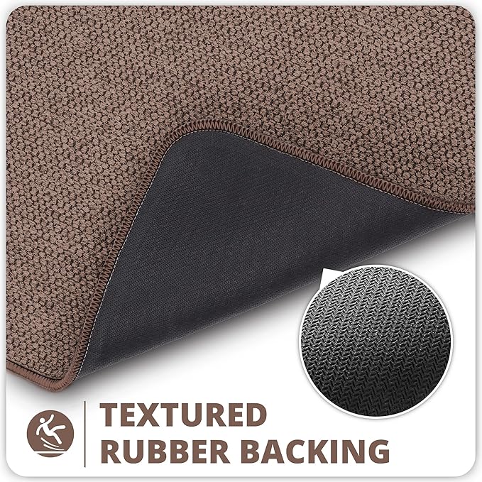 Bath Mat,Ultra Thin Bathroom Rugs,Rubber Bath Mats for Bathroom,No Slip Bath Rugs,Quick Dry,Machine Washable,Low Pile,Absorbent,Shower Outside,Sink,Home Decor Accessories.Brown,1'5"x2'3"(2 Pack)