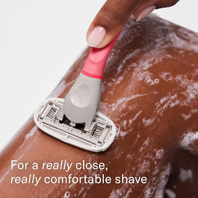 Flamingo Shaving Razor Set for Women - Original Razor Handle, 4 Blade Refills, and Shower Holder - Pink