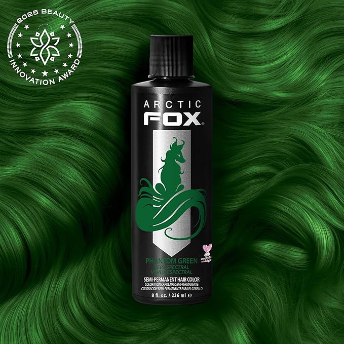 Arctic Fox Semi-Permanent Hair Dye, Vegan & Cruelty-Free, Conditioning, Ammonia-Free, Vibrant Phantom Green, Long Lasting Color, For All Hair Types, 8 Fl Oz (Pack of 2)