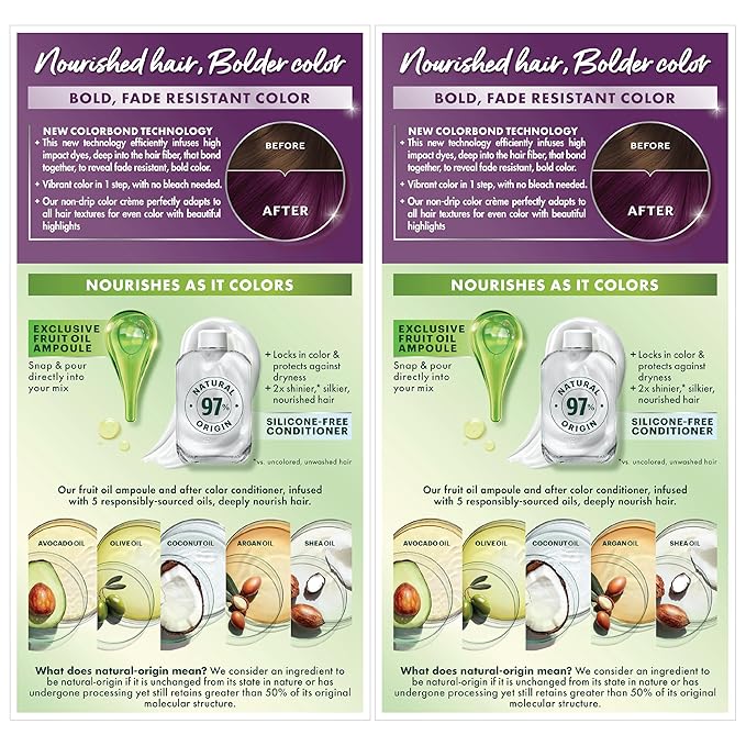 Garnier Hair Color Nutrisse Ultra Color Nourishing Creme, V2 Dark Intense Violet (Spiced Plum) Purple Permanent Hair Dye, 2 Count (Packaging May Vary)