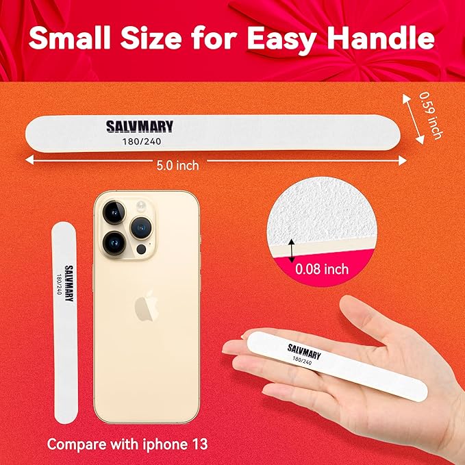 Professional Disposable Small Nail Files 180/240 Grit Double Sided White Emery Boards for Nails Manicure Pedicure Tools 50Pcs