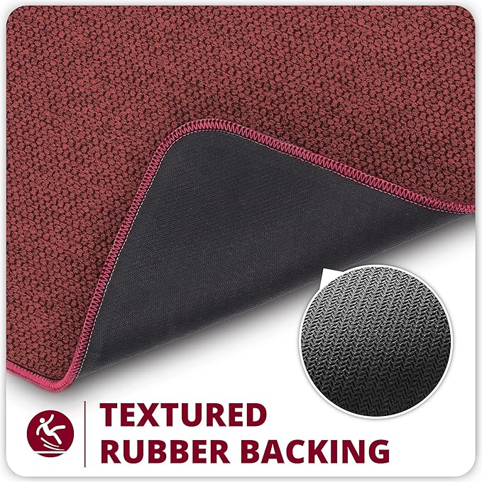 Christmas Bathroom Rugs Set 2 Pieces,Thin Bathroom Mats,Toilet Rugs,Quick Dry,Non-Slip,Machine Washable,Low Pile,Absorbent Bath Mats,Shower,Sink,Home Decor Accessories.Red,1'5"x2'3"+1'8"x2" U Shape