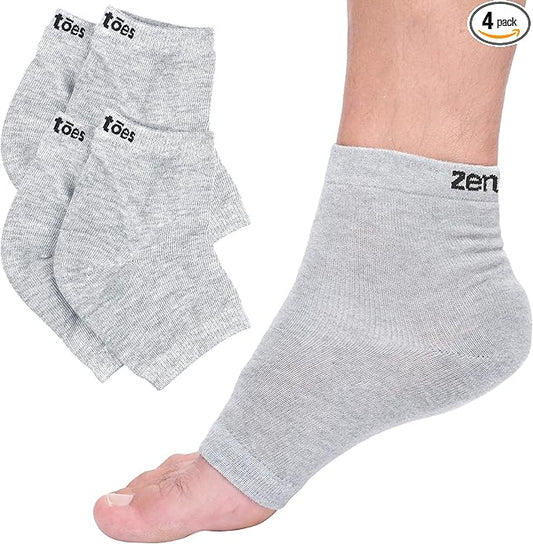 ZenToes Moisturizing Socks for Cracked Heel Treatment, Vitamin E, Olive Oil and Jojoba Oil Heel Socks, Stocking Stuffers for Women, Spa Self Care Gifts for Women (Cotton Gray, Regular)