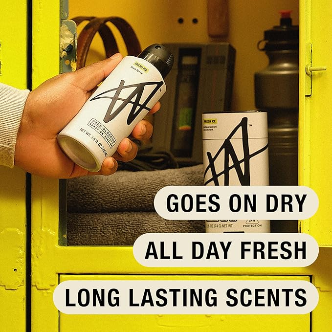 W Jake Paul Fresh Ice Body Spray for Men, Odor Blocking Body Deodorant, Long Lasting Protection, 3.4 fl oz