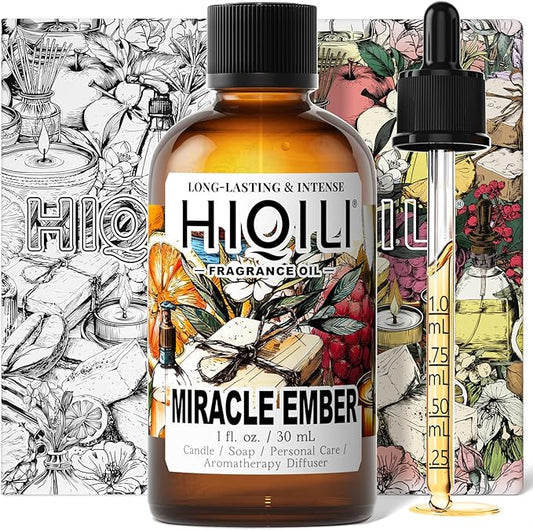 HIQILI Miracle Ember Fragrance Oil - Sweet Fruity Floral Scent for Candle & Soap Making, Essential Oil Diffusers - 1 Fl Oz