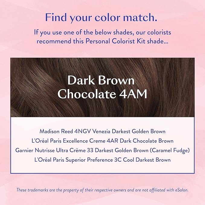 eSalon Permanent Hair Color & Hair Dye Kit - Dark Brown Chocolate - Personal Colorist for Up To 100% Gray Coverage, Ammonia-Free, All Hair Types