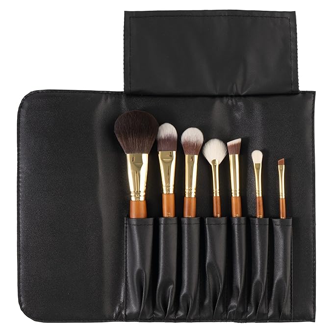 Fuller Brush Cosmetic Brush Set with Case – 7-Piece Makeup Brush Collection for Face & Eyes – Includes Powder, Foundation, Blush, Concealer, Eyeliner, Fan & Blending Brushes – Synthetic Bristles