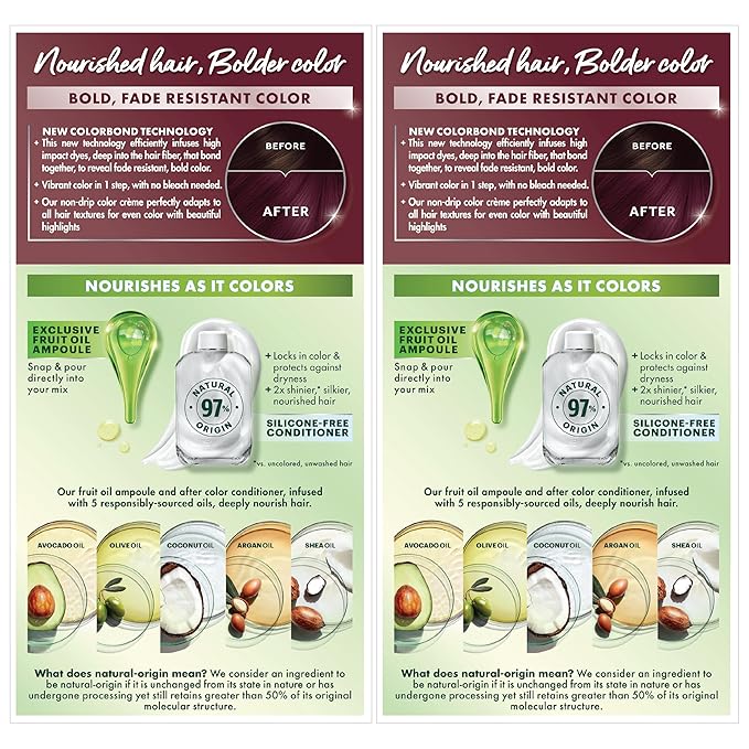 Garnier Hair Color Nutrisse Ultra Color Nourishing Creme, BR2 Dark Intense Burgundy (Passion Fruit) Red Permanent Hair Dye, 2 Count (Packaging May Vary)