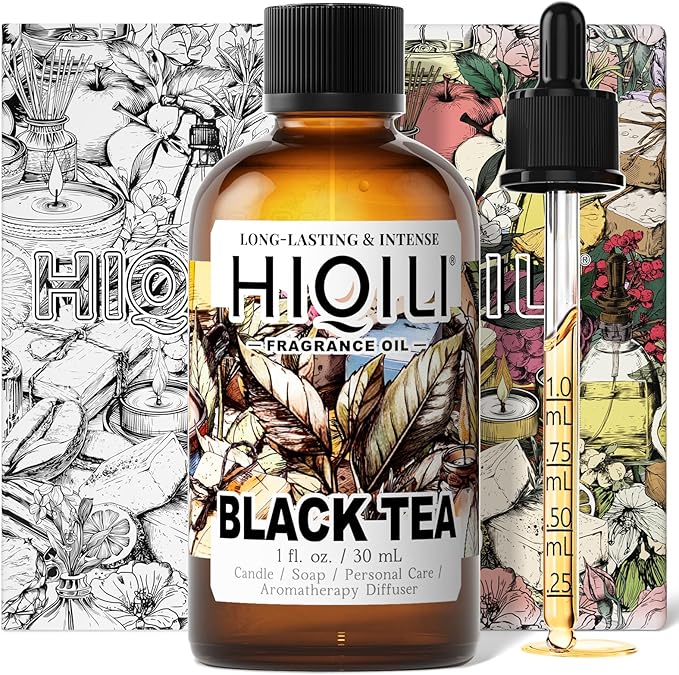 HIQILI Black Tea Fragrance Oil for Diffuser & Car Air Freshener, Long-Lasting Hotel Scent, Candle & Soap Making Supplies - 1 Fl Oz