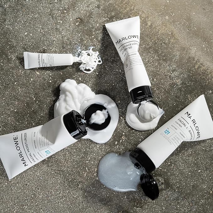 MARLOWE. Face Cleanser & Moisturizer Skin Care Duo, No. 121 Facial Cleanser 6 oz & No. 123 Facial Moisturizer 6 oz with Green Tea & Deep Sea Algae Extracts, Purifies, Hydrates, Refreshes & Soothes