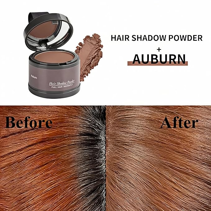 Hairline Powder (Auburn) - Instantly Cover Gray Hair Roots, Hair Color Shadow, Thin Hair Touch-Up, 4g