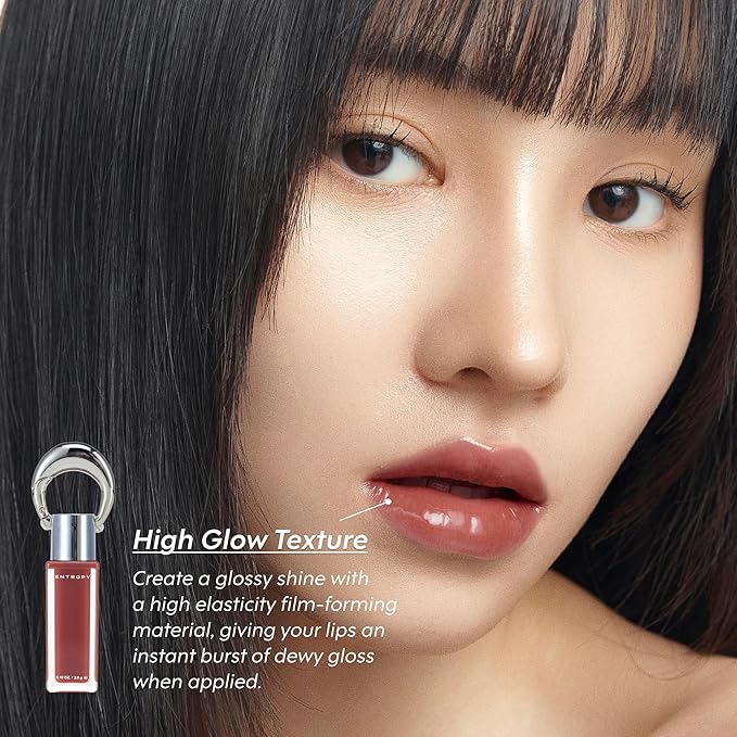 ENTROPY Makeup 2-in-1 Charm Shiny Glowy Lip & Cheek Gloss Tint Keychain, High Pigment Glossy Lip Color & Plumping Gloss, C9 Beryl Charm