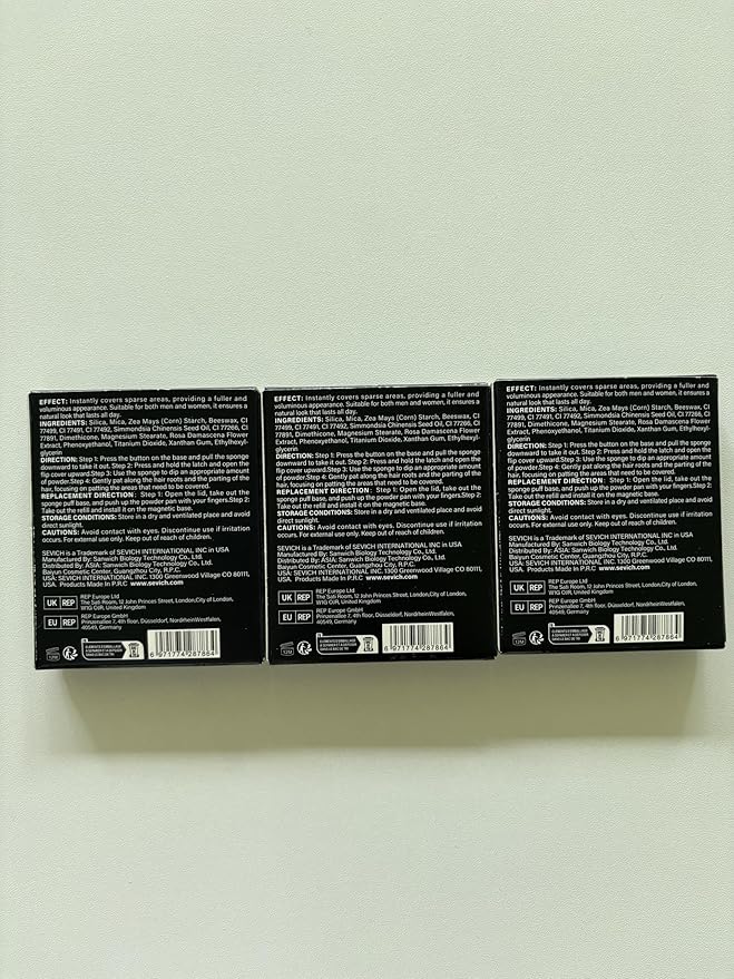SEVICH Magnetic Replaceable Hairline Powder, Refill Pack 3 Pcs- Interhair Concealer, Environmentally Friendly Replacement, Waterproof and Sweatproof, Long lasting Coverage (Black)