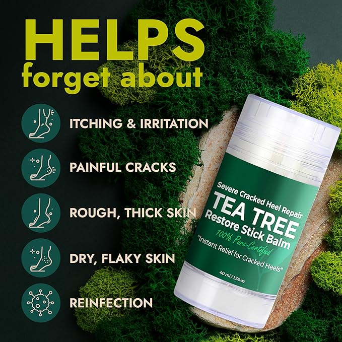 Terramed Just Think Comfort Foot Balm for Dry Cracked Feet | Foot Balm Stick for Dry Cracked Feet Tough Skin on The Heels and Intensely Moisturizing | No Mess Applicator | 2 Pack Stick