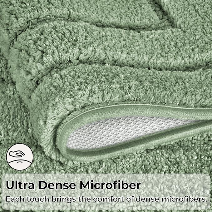 GRANNY SAYS Bathroom Rugs Sets 2 Piece,Soft Bath Mats for Bathroom, Bath Rugs Non Slip Washable, Absorbent Bath Rug for Tub, Shower and Toilet, Bath Mat Set (Green, 20" x 32" + 16" x 24")