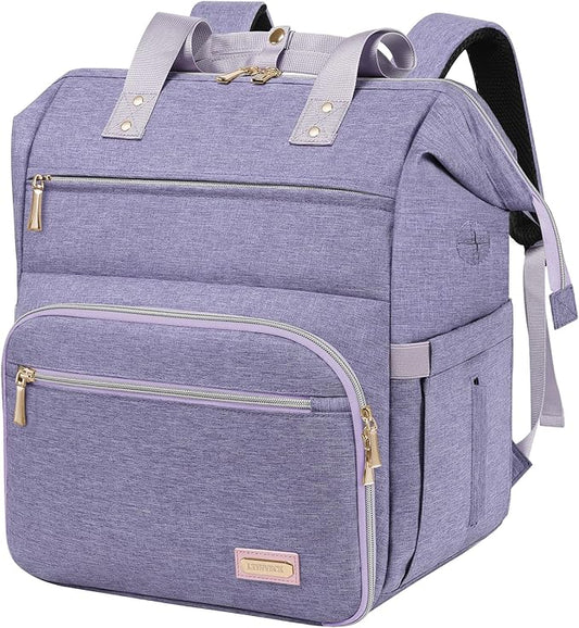 Nail Polish Organizer Case Backpack Holds 70 Bottles (15ml/0.5fl.oz) & Nail Lamp, 2 Layers Detachable Nail Kit Storage Case, Large Travel Nail Supplies Shoulder Bag for Manicure Tools (Purple)