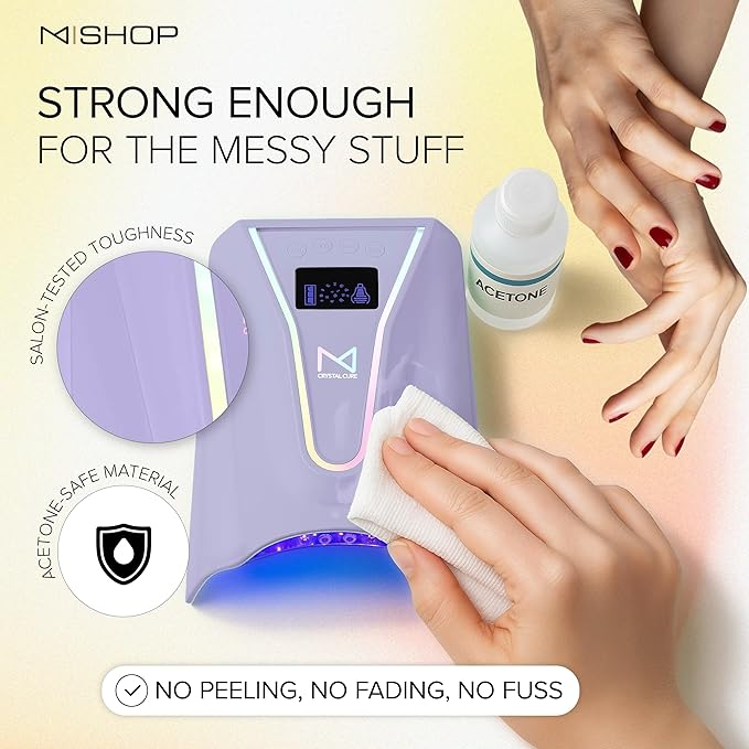 M - Crystal Cure 128W UV Nail Lamp - Fast Curing Nail Light with 45 Powerful 365nm+405nm LEDs - Cordless, Rechargeable, Auto Sensor - UV Light for Gel Nails for Manicures & Pedicures (Violet)