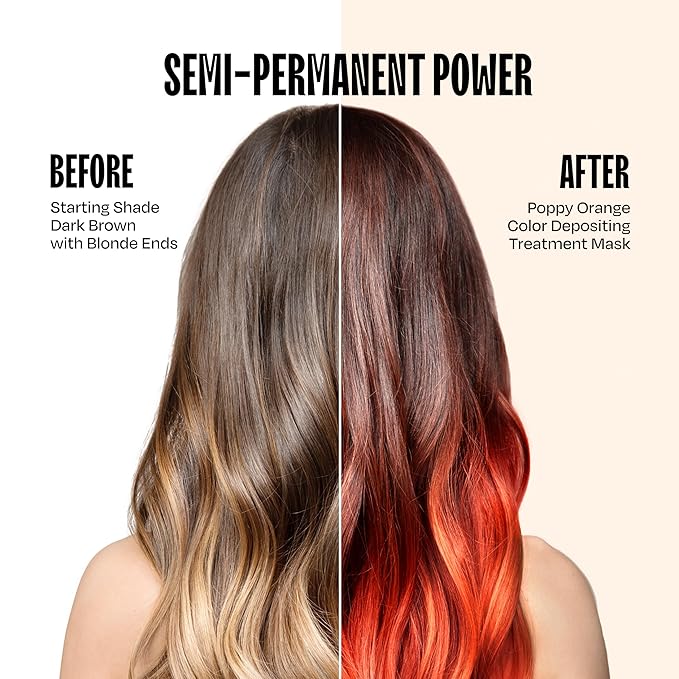 Overtone Semi Permanent Hair Color Conditioner, Poppy Orange, 8 oz, Nourishing, Damage-Free, Color Depositing Mask for All Hair Types with Shea Butter & Coconut Oil, Vegan & Cruelty-Free