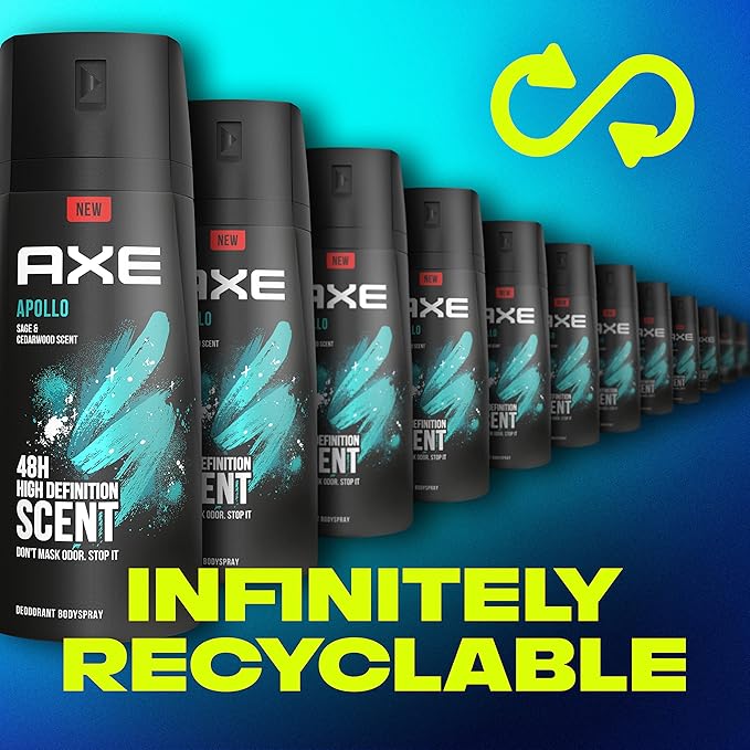 AXE Apollo Body Spray Deodorant for Long-Lasting Odor Protection, Sage & Cedarwood Deodorant for Men Formulated Without Aluminum 4oz 4 Count
