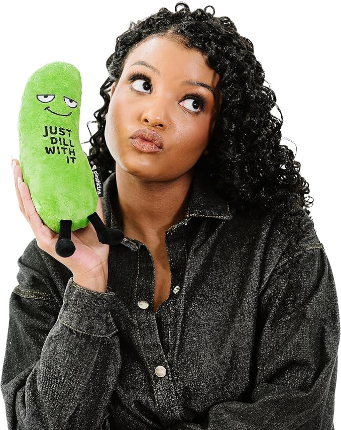 Punchkins Pickle Plushie - Just Dill with It Sassy Pickle Plush, Gift for Pickle Lovers, Food Plush Toy for Gifting