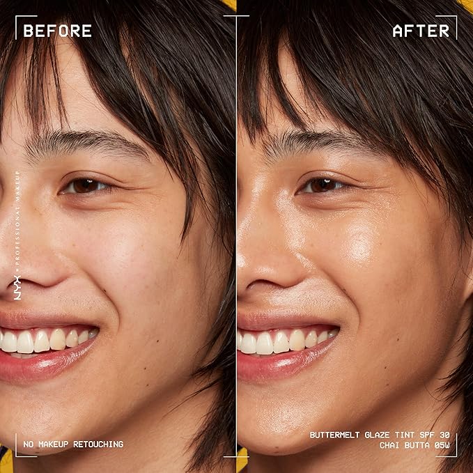 NYX PROFESSIONAL MAKEUP Buttermelt Glaze Soft Glow Skin Tint + SPF 30, Up To 12HR Wear, 05 Chai Butta