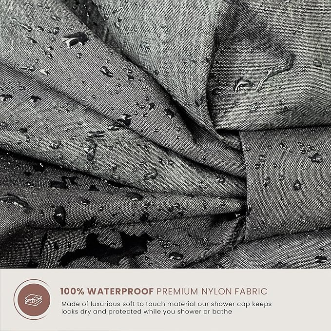 Reusable Shower Cap for Women Reusable Waterproof – Leakproof, Nonslip Hair Cap for Shower Flexiband – Soft, Breathable, Durable Christmas Shower Caps by SMPL OBJECTS (Coal)