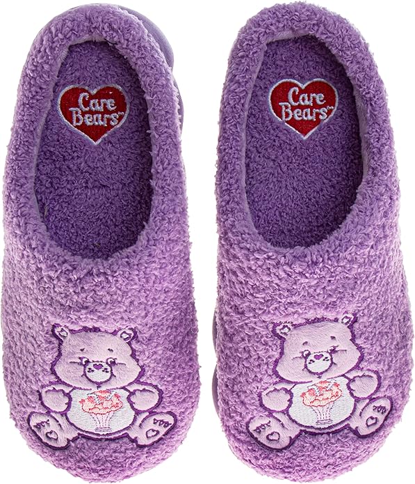 Josmo Care Bear Slippers for Girls Womens Cozy Plush Indoor Shoes Fun Fuzzy Bear House Slippers for Little Kids/Big Kids/Adults