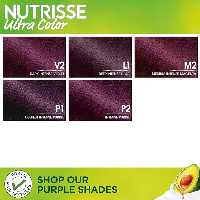 Garnier Hair Color Nutrisse Ultra Color Nourishing Creme, M2 Medium Intense Magenta (Sweet Grenadine) Permanent Hair Dye, 2 Count (Packaging May Vary)