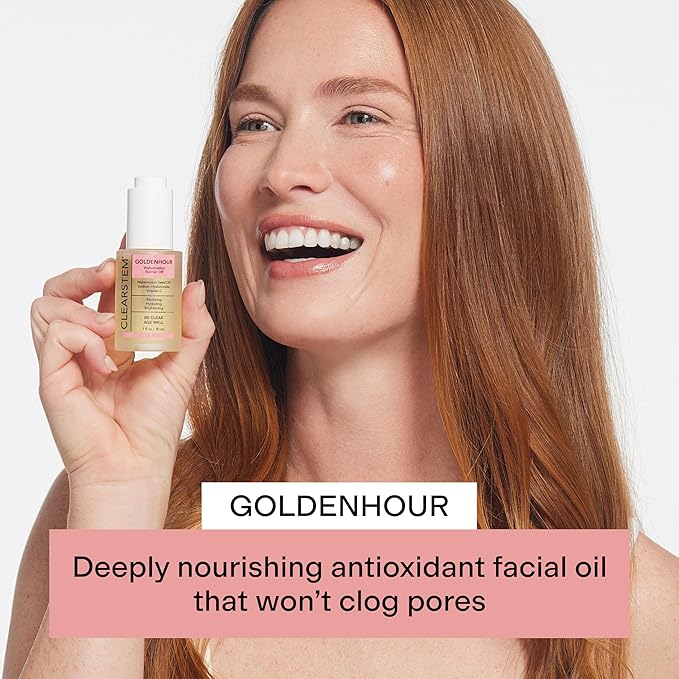CLEARSTEM GOLDENHOUR Hydrating Facial Oil - Plumping Face Oil for Women for Deep Face Hydration - Non-Comedogenic Vitamin C Oil for Skin with Hyaluronic Acid and Watermelon Seed for Glowing Skin