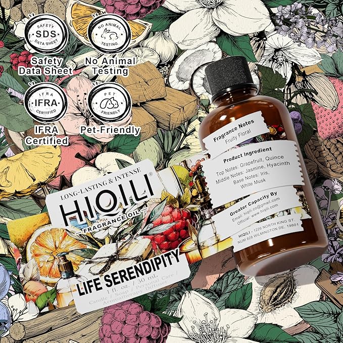 HIQILI Life Serendipity Fragrance Oil for Candle Making, Inspired by Chane. Chance, DIY Perfume, Bath Bombs, Aromatherapy, Long-Lasting Scent - 1 Fl Oz