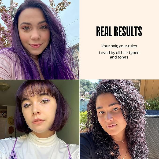 Overtone Semi Permanent Hair Color Conditioner, Royal Plum, 8 oz, Nourishing, Damage-Free, Color Depositing Mask for All Hair Types with Shea Butter & Coconut Oil, Vegan & Cruelty-Free