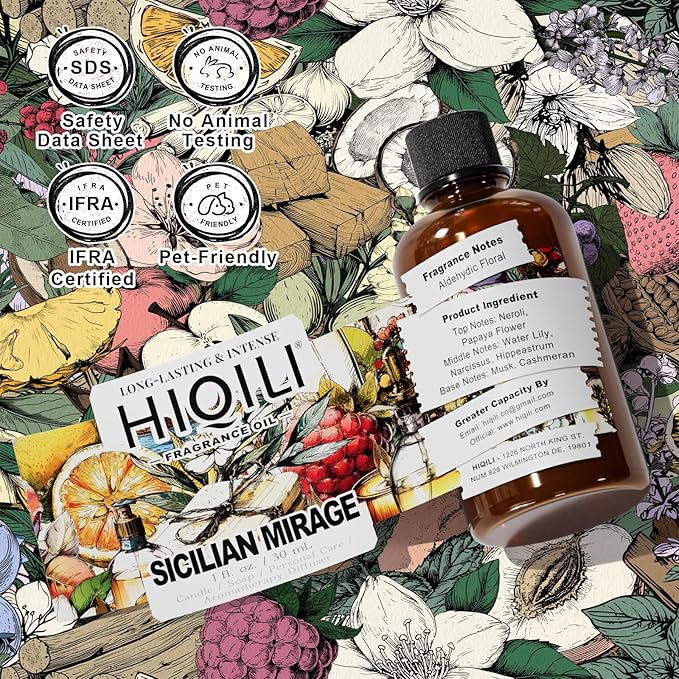 HIQILI Sicilian Mirage Fragrance Oil - Inspired by D.G-bana D-olce, Premium Oil for Candle & Hair Perfume Making, Personal Care Scenting, Luxury Scents - 1Fl Oz