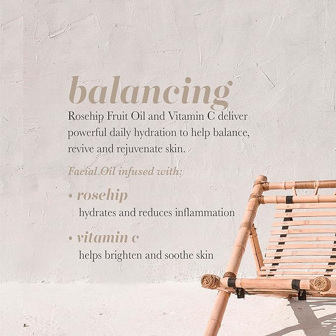 Pearlessence Rosehip Balancing Facial Oil + Rosehip Fruit Oil & Vitamin C | Daily Hydration to Help Balance & Revive Skin | Made in USA & Cruelty Free