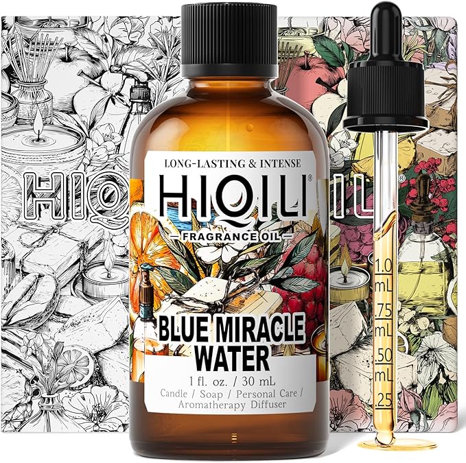 HIQILI Blue Miracle Water Fragrance Oil for Diffuser, Inspired by H.er-mes Ed.Mer-veilles-blu, Candle, Perfume & Soap Making, Crisp Ocean Notes, Long-Lasting Aroma - 1 Fl Oz