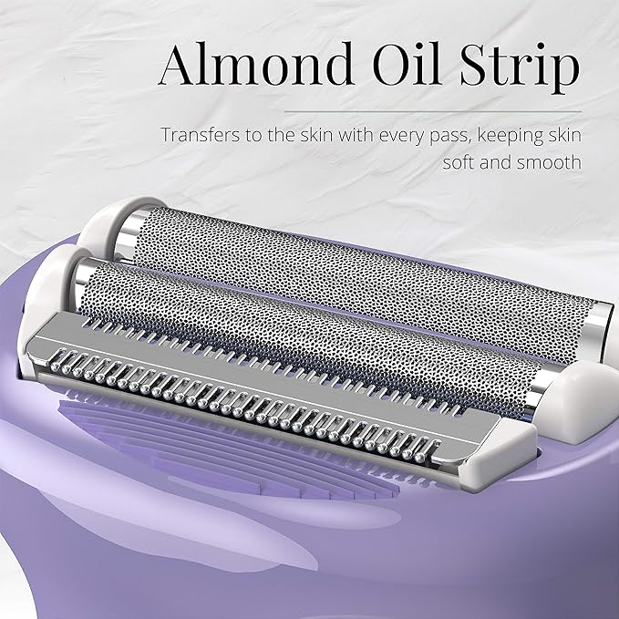 Remington Smooth & Silky Electric Shaver for Women, 4-Blade Smooth Glide Foil Shaver and Bikini Trimmer with Almond Oil Strip, Shave Wet or Dry