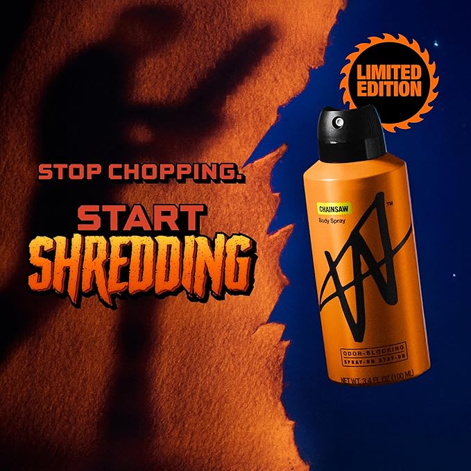 Jake Paul Chainsaw Body Spray for Men By W, Odor Blocking Body Deodorant, Long Lasting Protection, Limited Edition, 3.4 fl oz