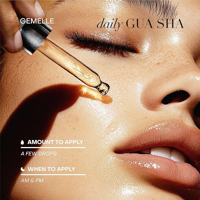 GEMELLE Lymphatic Gua Sha Face Oil | 10x Award Winner | Vitamin C,E & A | Detox, Plump, Sculpt, Hydrate | High-Altitude Rosehip | Natural Botanical for Gua Sha Facial Tools, Lymphatic Drainage - 15ml