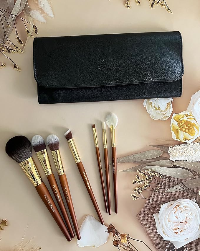 Fuller Brush Cosmetic Brush Set with Case – 7-Piece Makeup Brush Collection for Face & Eyes – Includes Powder, Foundation, Blush, Concealer, Eyeliner, Fan & Blending Brushes – Synthetic Bristles